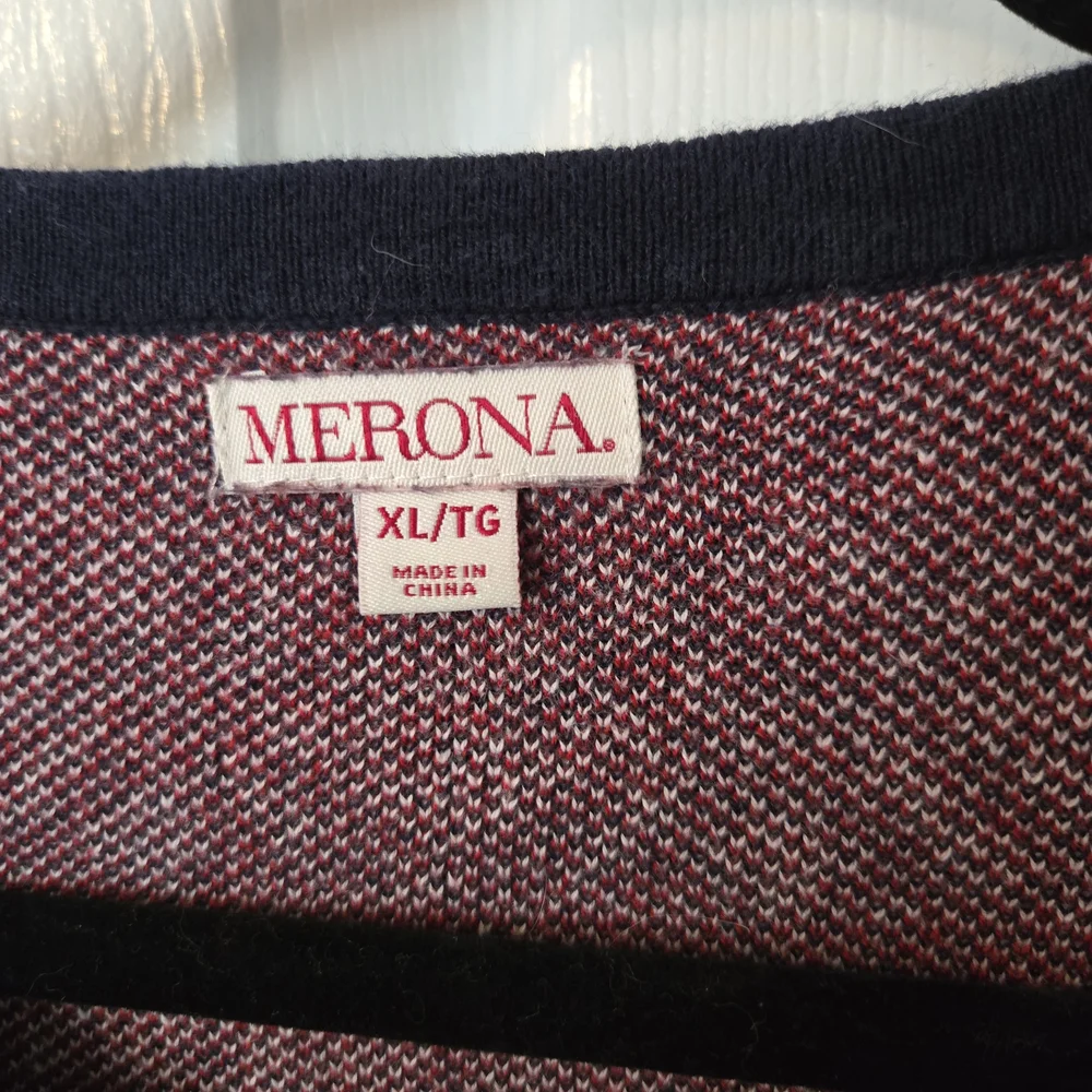 Merona Navy Fair Isle Cardigan with Red and Light Blue Accents - Picture 3 of 3